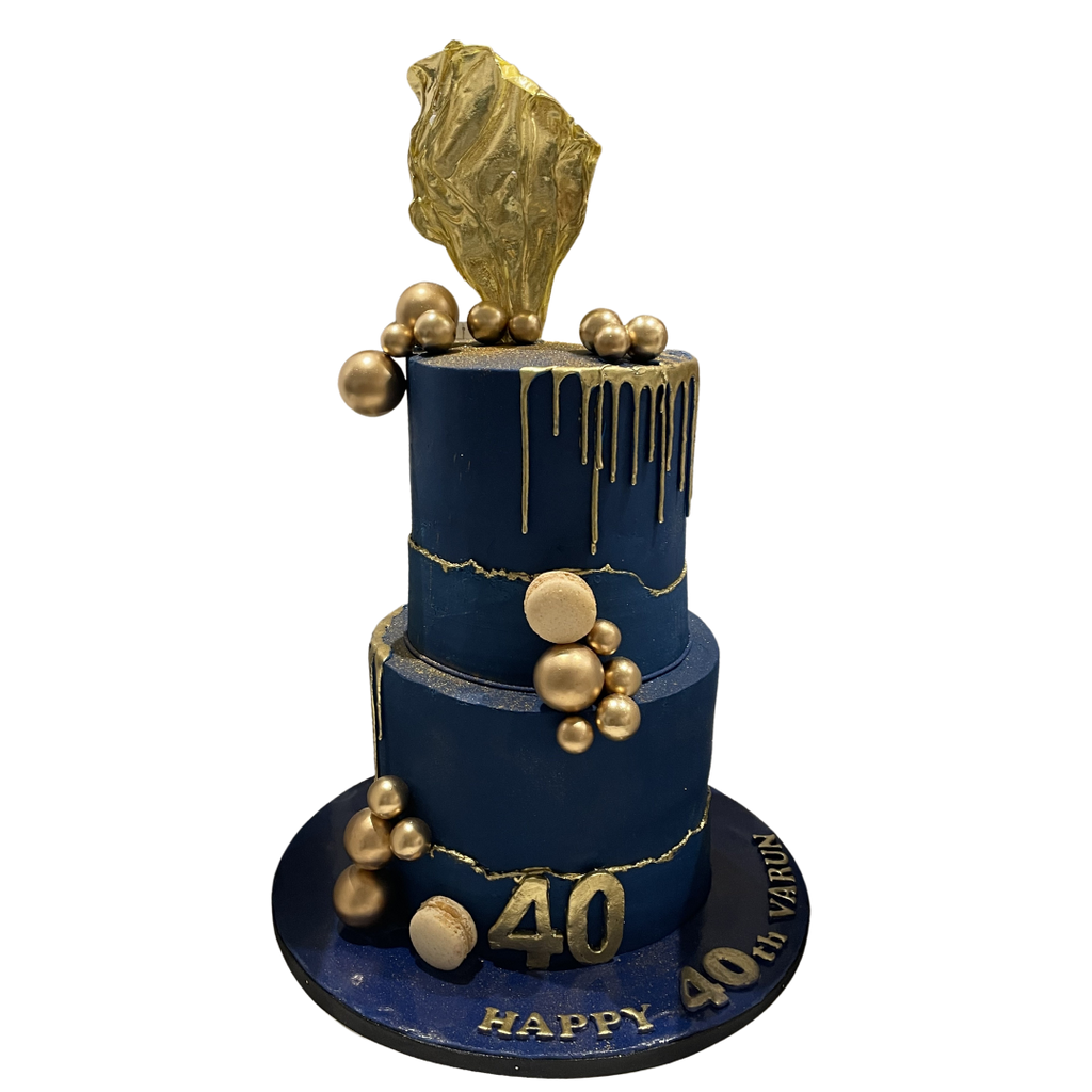 NAVY GOLD SAIL DRIP CAKE
