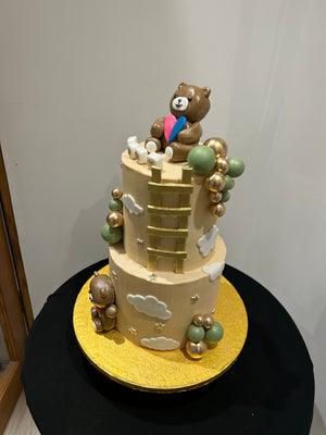 TEDDY AND CLOUDS BABY SHOWER CAKE