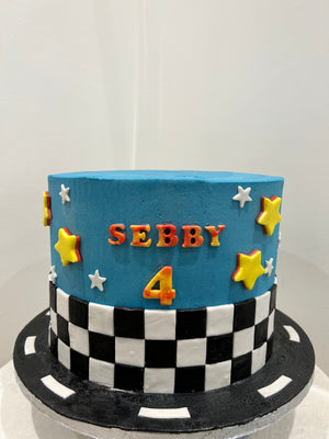 CAR THEME CHECK CAKE