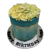 WHITE ROSETTE BLUE OCCASION CAKE
