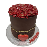 RED ROSETTE HEART OCCASION CAKE