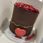 RED ROSETTE HEART OCCASION CAKE