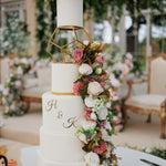 HEX WHITE FLOATING TIER FLORAL CAKE