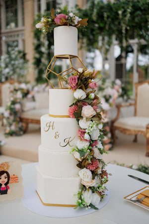 HEX WHITE FLOATING TIER FLORAL CAKE