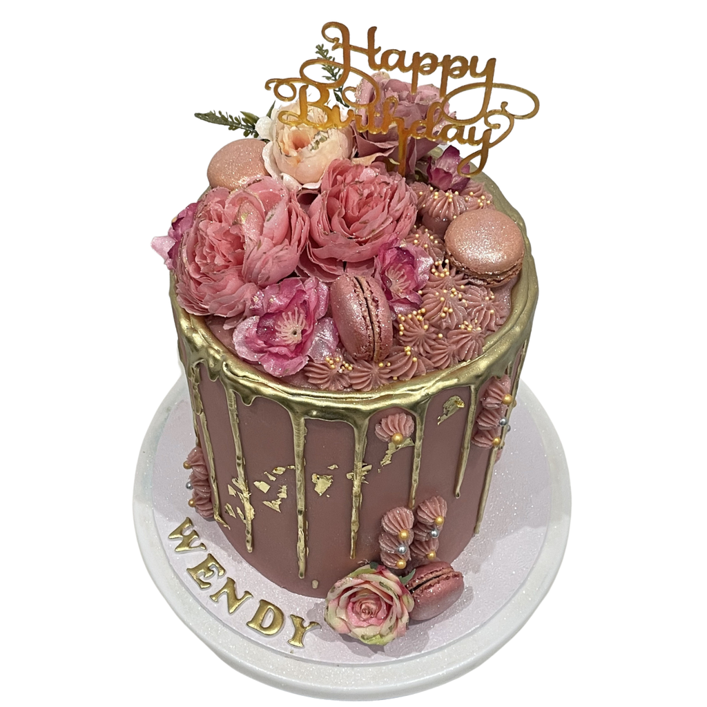 GOLD DRIP PINK KISS CAKE