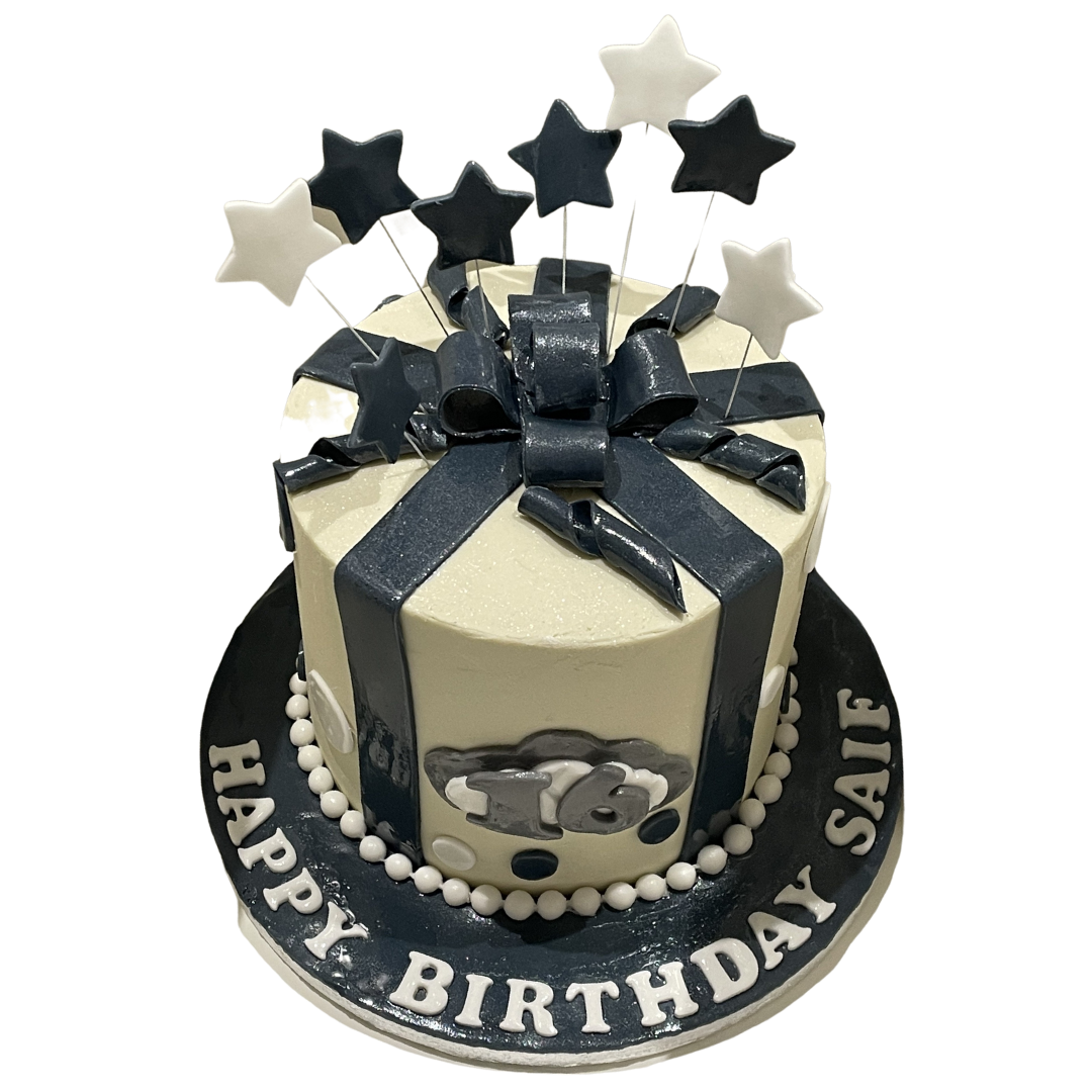 GIFT WRAP CAKE WITH SHOOTING STARS