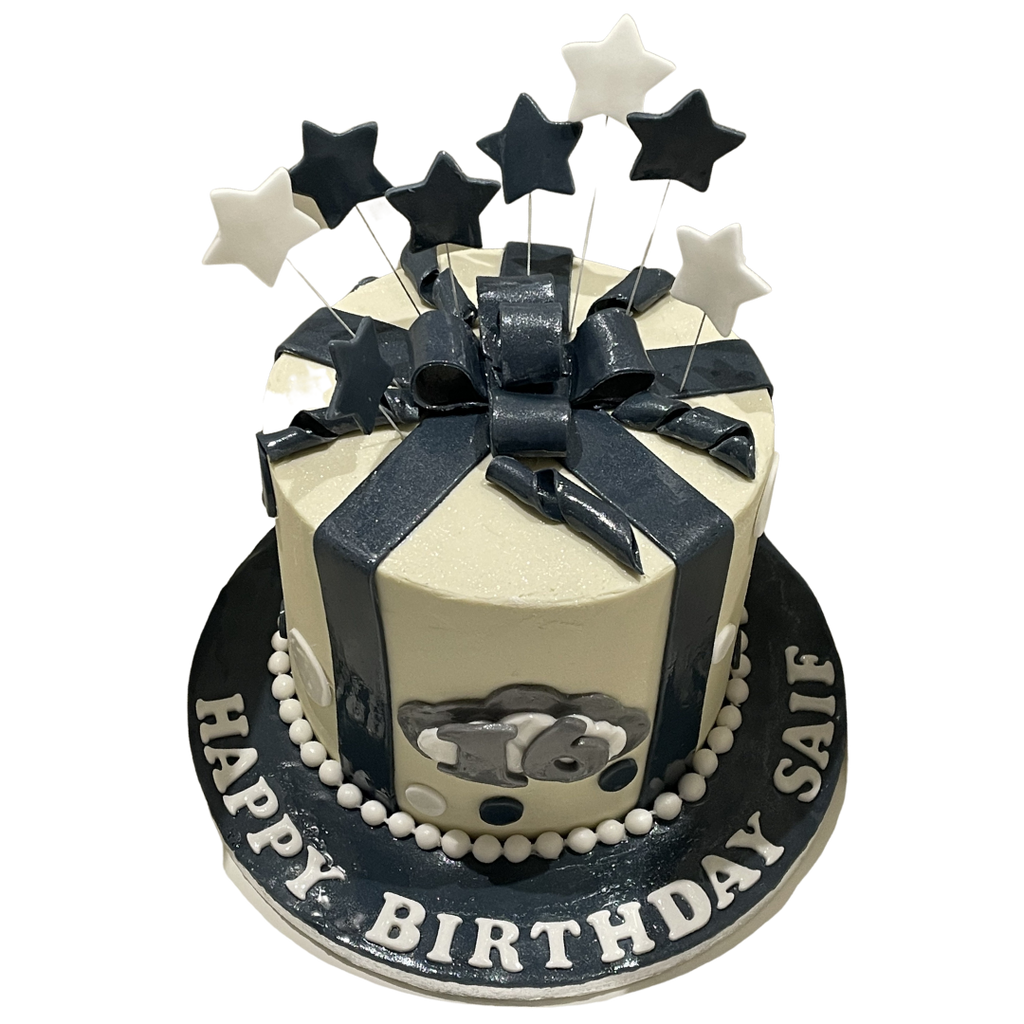 GIFT WRAP CAKE WITH SHOOTING STARS