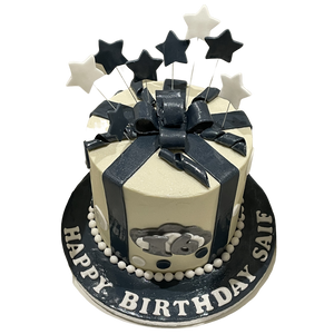 GIFT WRAP CAKE WITH SHOOTING STARS