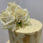 WHITE GOLD ROSE TIER CAKE