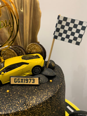 SPORTS CAR WITH SAIL CELEBRATION CAKE