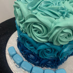 BLUE BLOCKS ROSETTE CAKE