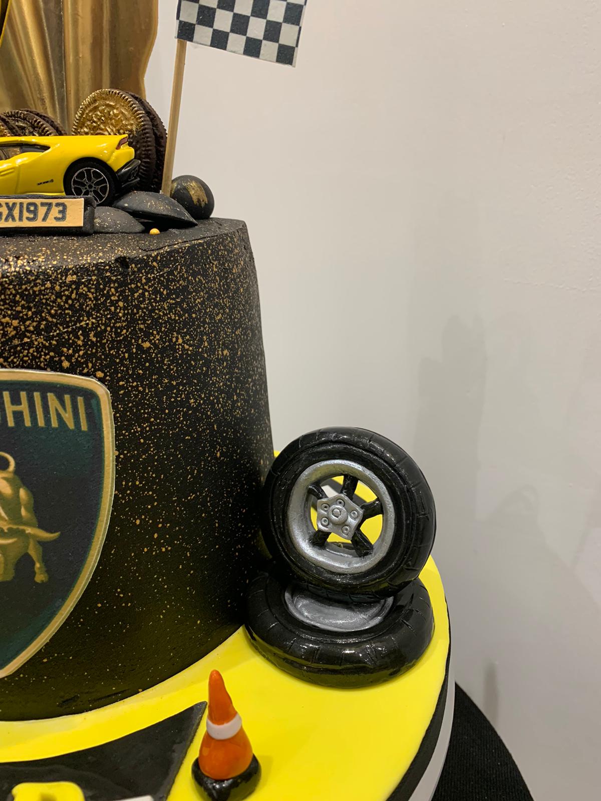 SPORTS CAR WITH SAIL CELEBRATION CAKE