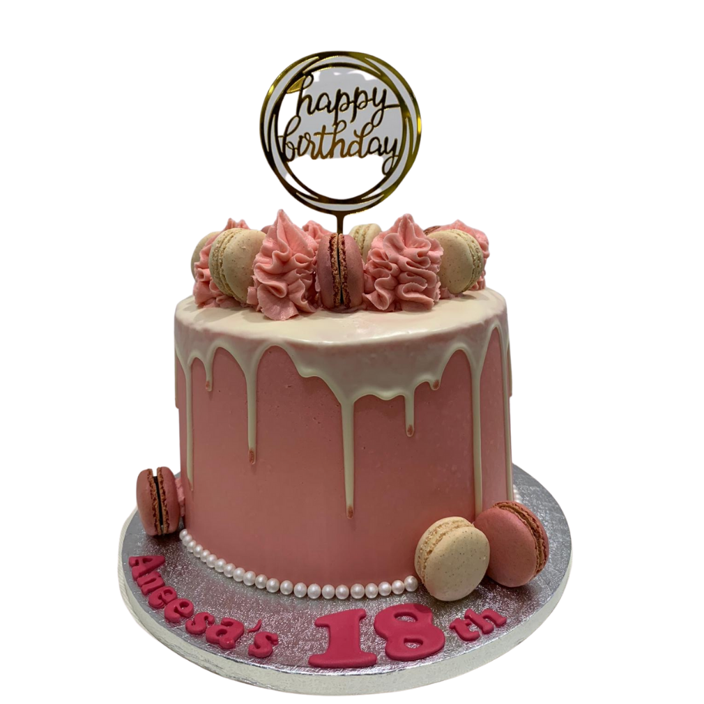 PINK MACARON DRIP CAKE