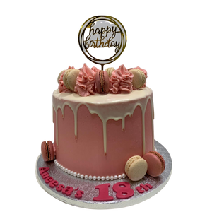 PINK MACARON DRIP CAKE