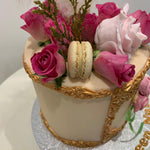 ROSE AND FEATHER GOLD FRAME CAKE