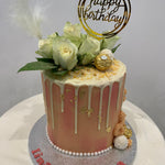 PEACHY FEATHER WHITE DRIP CAKE