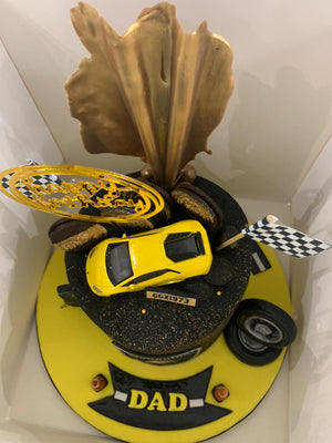 SPORTS CAR WITH SAIL CELEBRATION CAKE