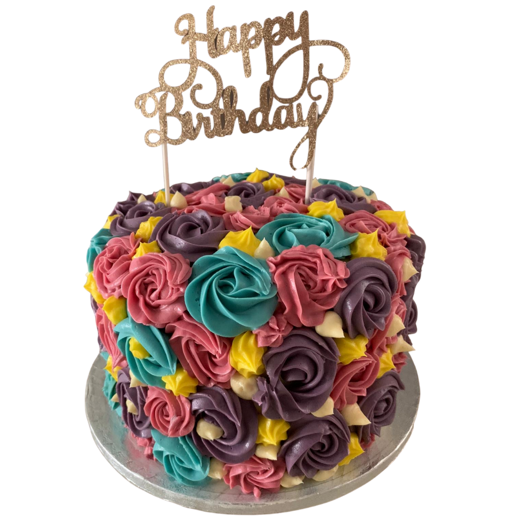 MULTI-COLOURED ROSETTE CAKE