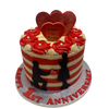 RED STRIPE AND ROSE CAKE