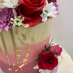 PASTEL GOLD DRIP - FLOWER CAKE