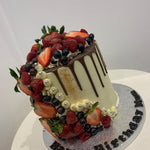 FRESH FRUIT BERRIES CHOC DRIP CAKE