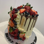 FRESH FRUIT BERRIES CHOC DRIP CAKE
