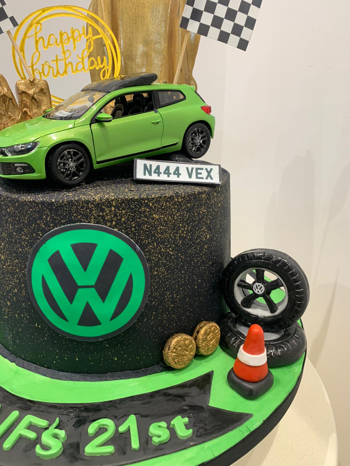 GREEN CAR THEME CAKE