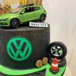 GREEN CAR THEME CAKE