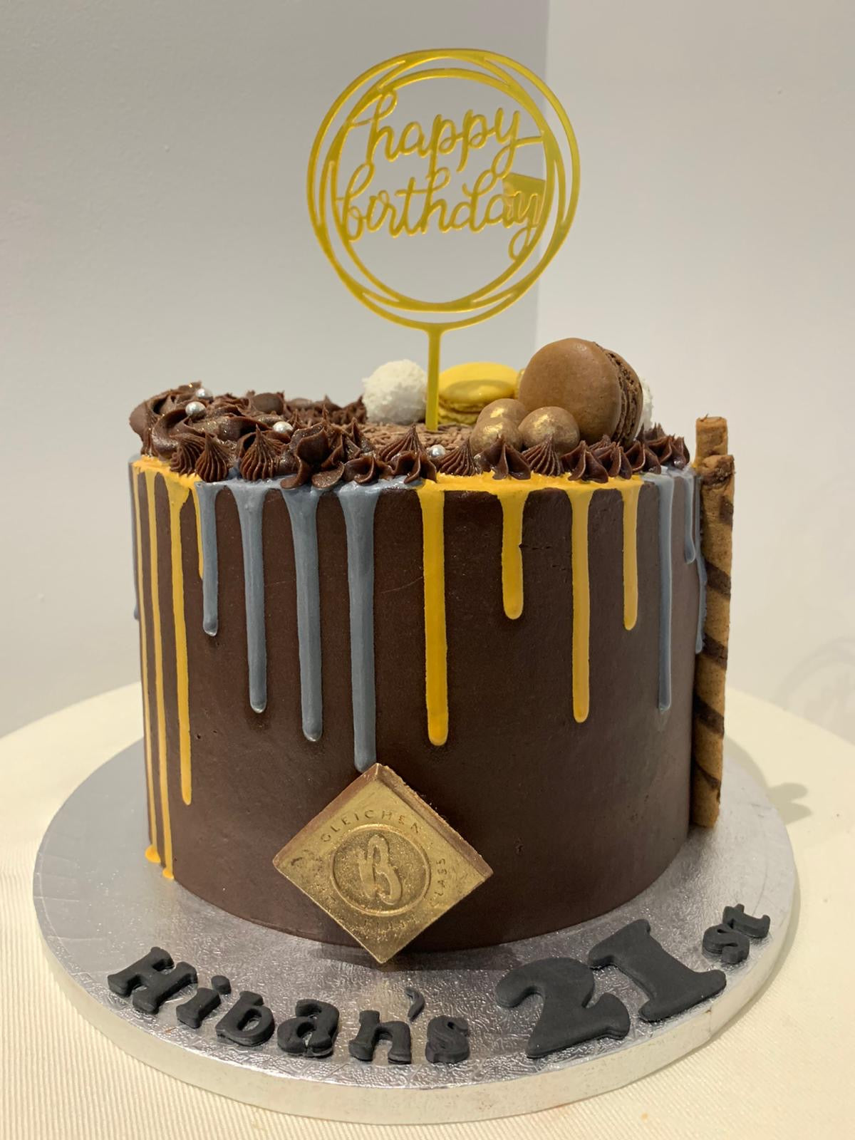 GOLD SILVER DOUBLE DRIP CAKE