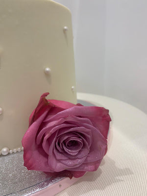 IVORY PEARL ROSE CAKE
