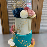 GOLD & PEARL - FLOWER DRIP CAKE