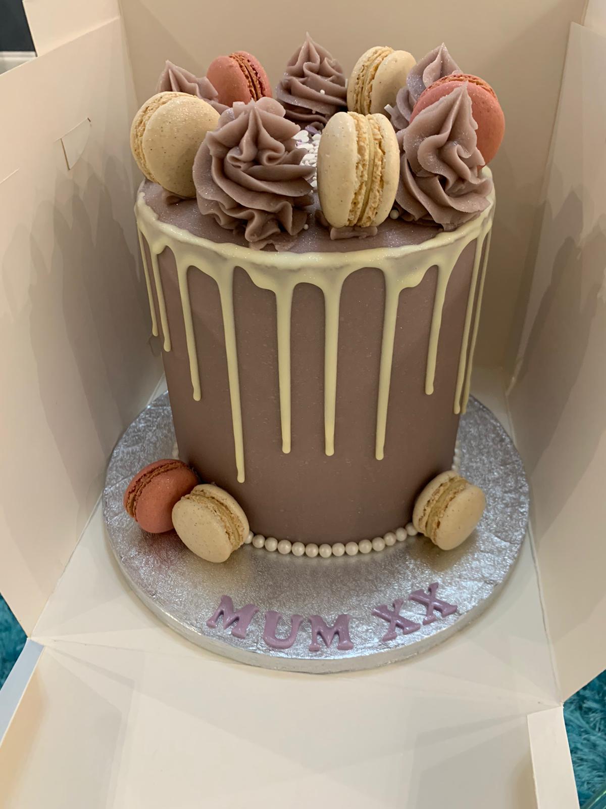 LILAC PEARL MACAROON DRIP CAKE