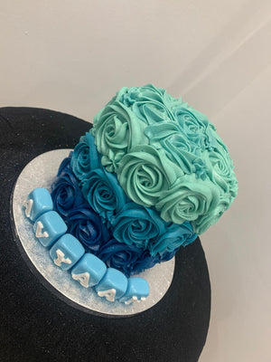 BLUE BLOCKS ROSETTE CAKE