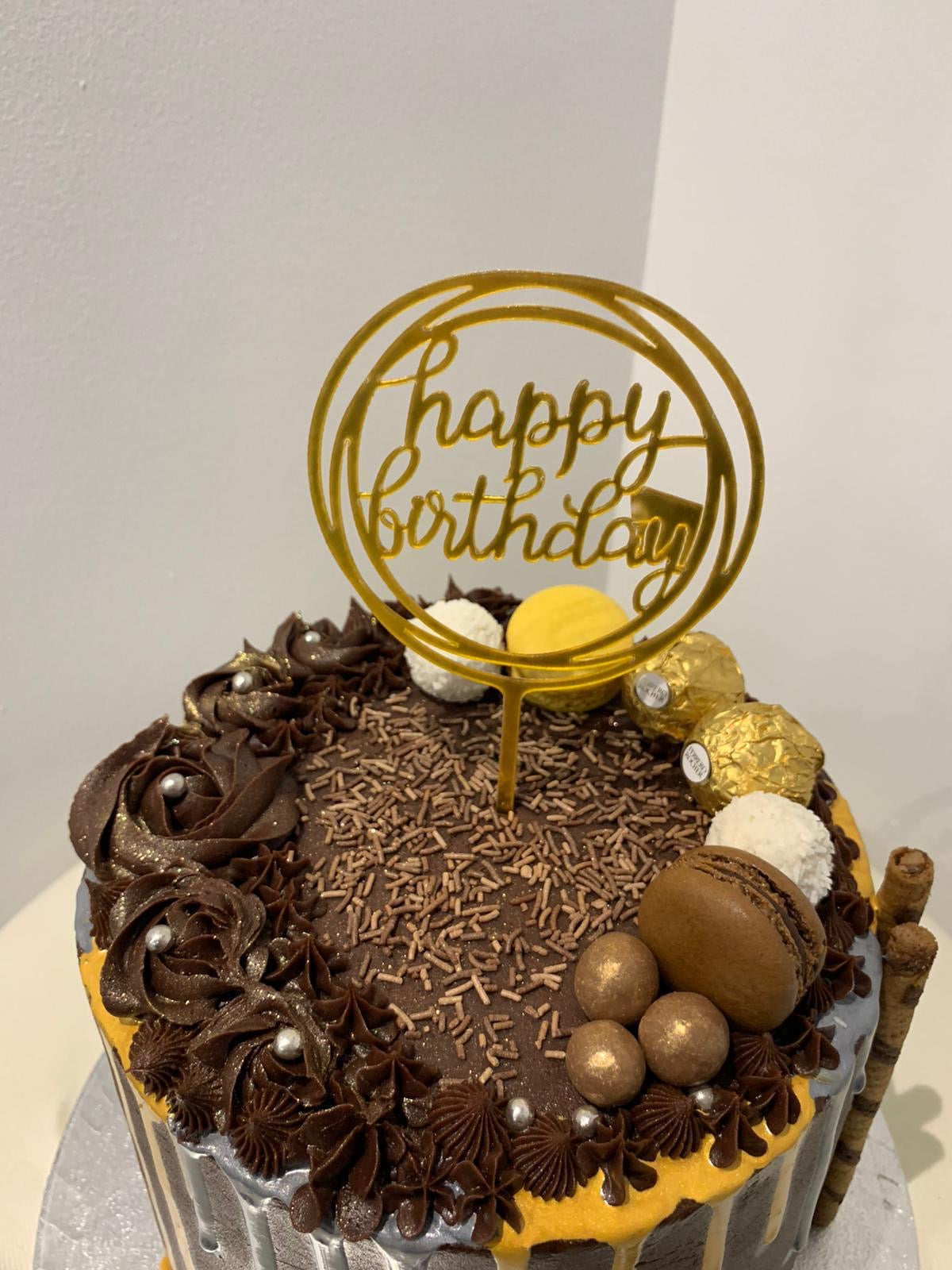 GOLD SILVER DOUBLE DRIP CAKE