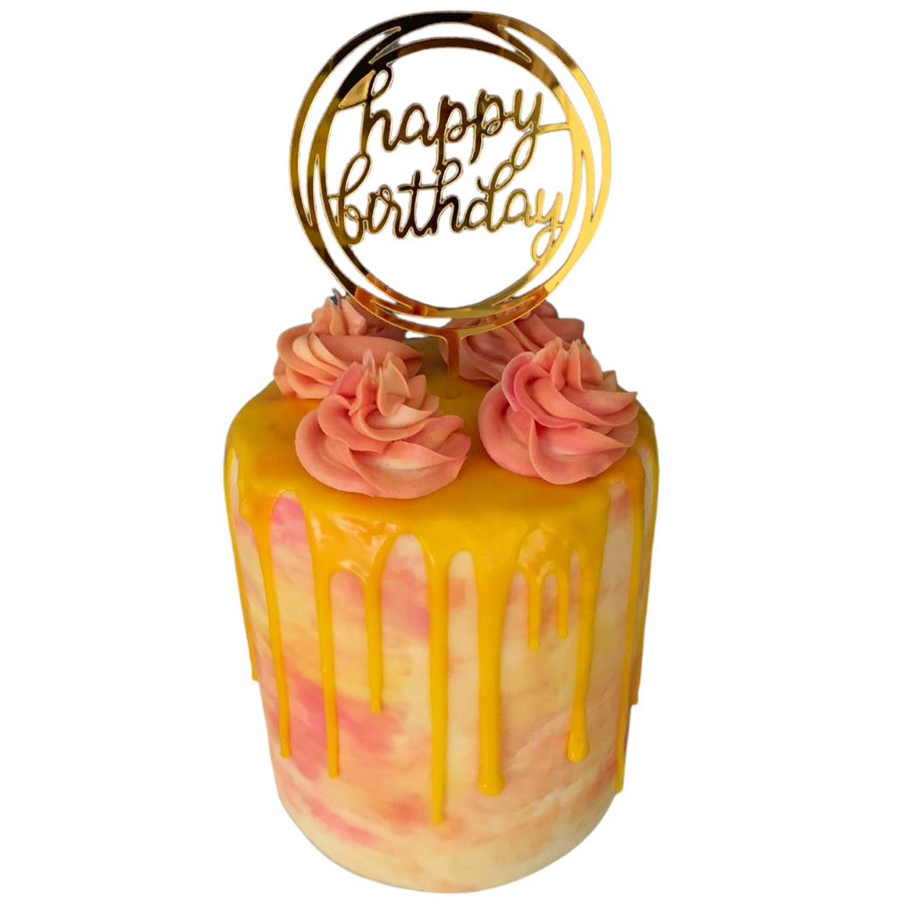 SUNSHINE AND ROSE DRIP CAKE
