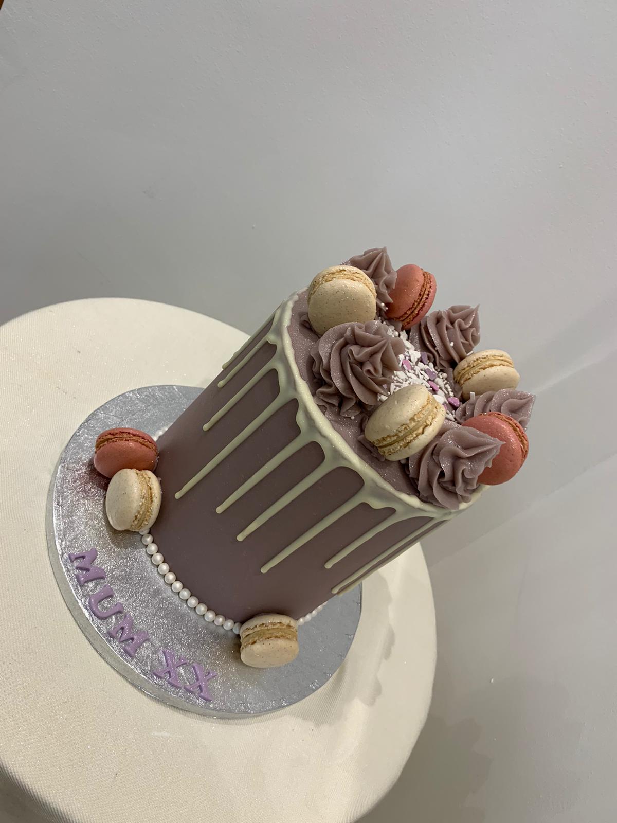 LILAC PEARL MACAROON DRIP CAKE