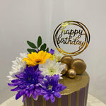 LILAC GOLD FLOWER DRIP CAKE