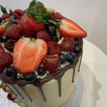 FRESH FRUIT BERRIES CHOC DRIP CAKE