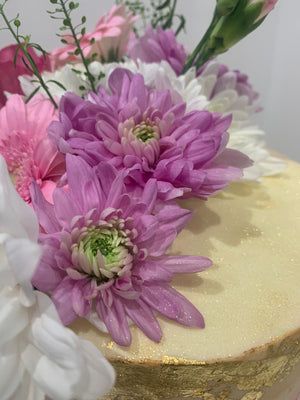 PINK & GOLD FLOWER CAKE