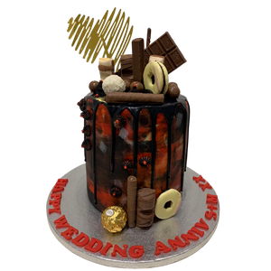 BLACK & RED ART DRIP CAKE