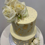 WHITE GOLD ROSE TIER CAKE