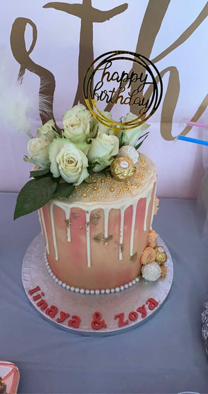 PEACHY FEATHER WHITE DRIP CAKE