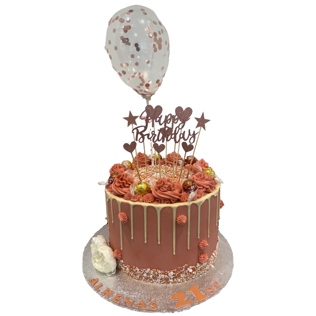 BALLOON & STARS WHITE DRIP CAKE