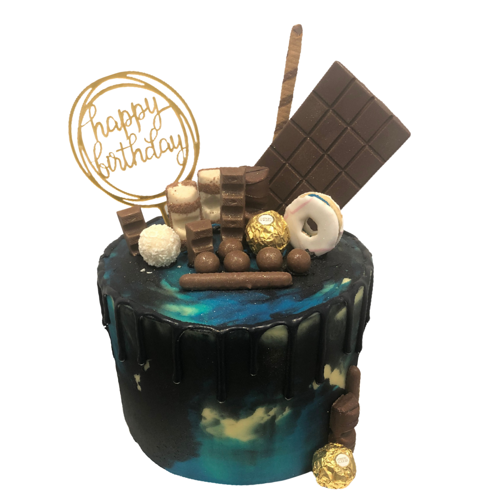 SOMETHING BLUE BLACK DRIP CAKE