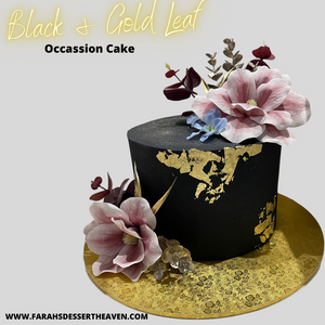 BLACK AND GOLDLEAF OCCASION CAKE