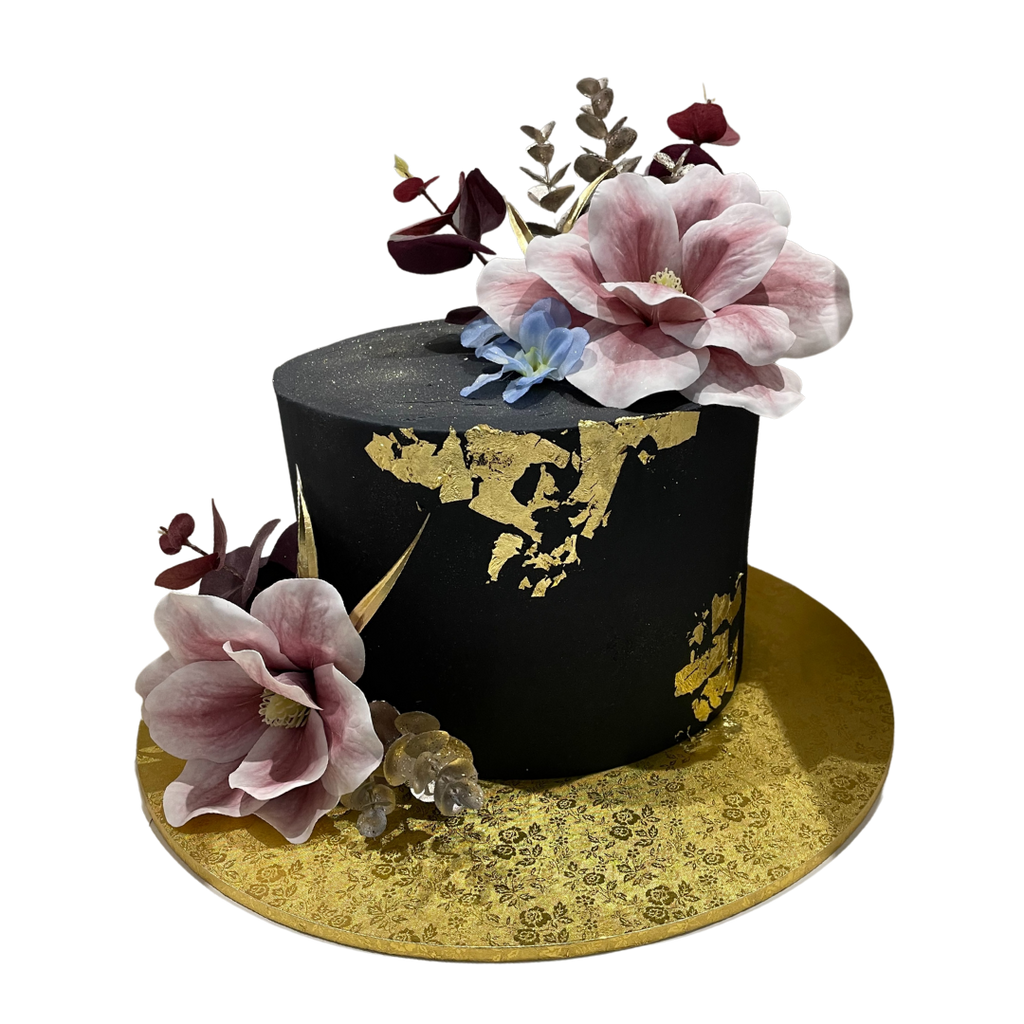 BLACK AND GOLDLEAF OCCASION CAKE