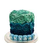 BLUE BLOCKS ROSETTE CAKE