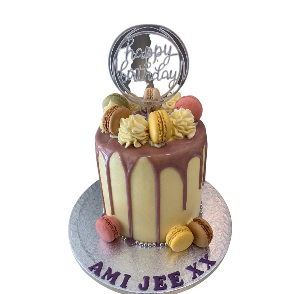 PURPLE DRIP MACAROON CAKE
