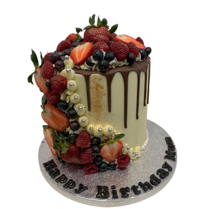 FRESH FRUIT BERRIES CHOC DRIP CAKE