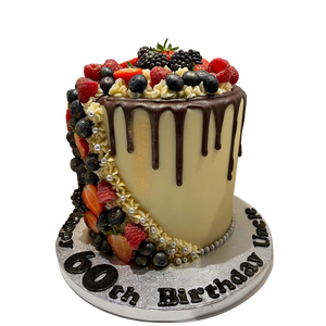 FRESH FRUIT BERRIES CHOC DRIP CAKE